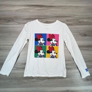 GAP Kids Disney Minnie‎ Mouse Pop Art Long Sleeve Top White XXLG (14-16)